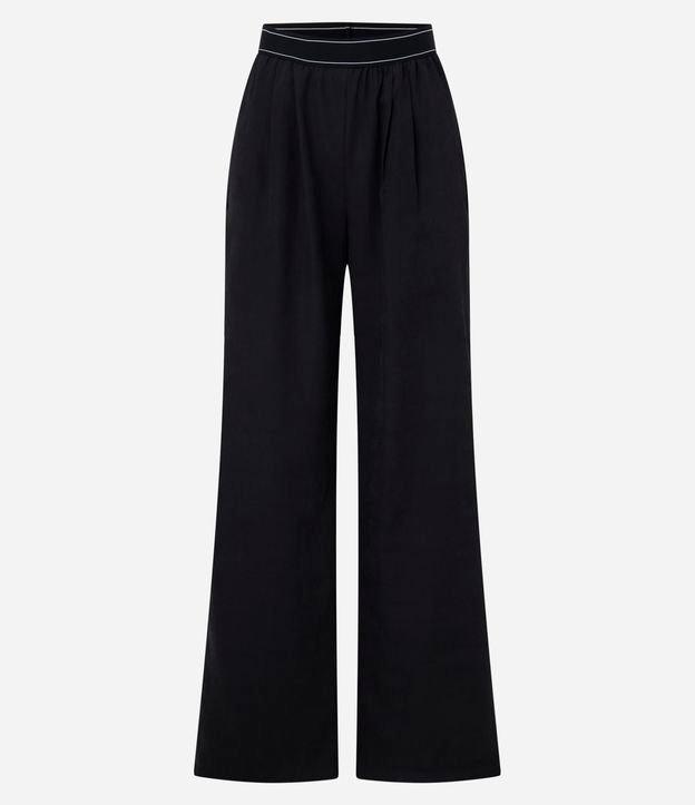 Calça Reta Esportiva em Microfibra Reta com Cós de Elástico - 1