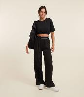 Calça Reta Esportiva em Microfibra Reta com Cós de Elástico - 2