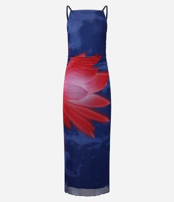 Vestido New Midi em Tule com Estampa Flor de Lotus
