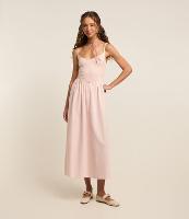 Vestido Long Midi de Alça Fina com Mix de Tecidos - 2