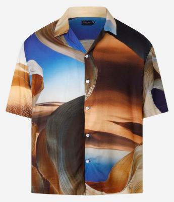 Camisa Boxy em Alfaiataria com Estampa Surrealismo