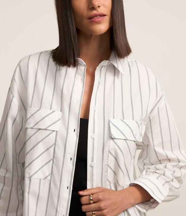 Camisa Manga Longa em Tricoline com Listras - 1