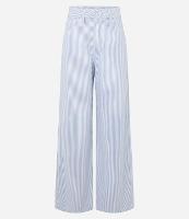 Calça Wide Leg Cintura Alta em Sarja com Listras - 1