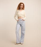 Calça Wide Leg Cintura Alta em Sarja com Listras - 2