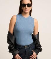 Blusa sem Manga em Ribana com Textura Canelada - 1