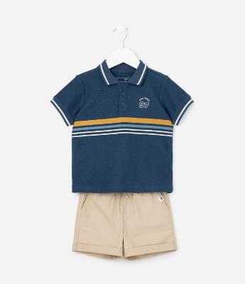 Conjunto Infantil Texturizado com Listras - Tam 1 a 6 Anos