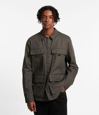 Jaqueta Parka em Sarja com Bolsos Táticos