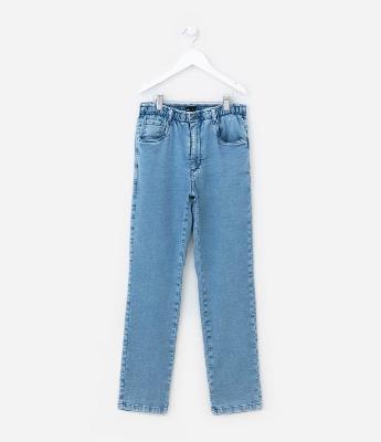 Calça Infantil em Jeans com Cós Elástico - Tam 5 a 14 Anos