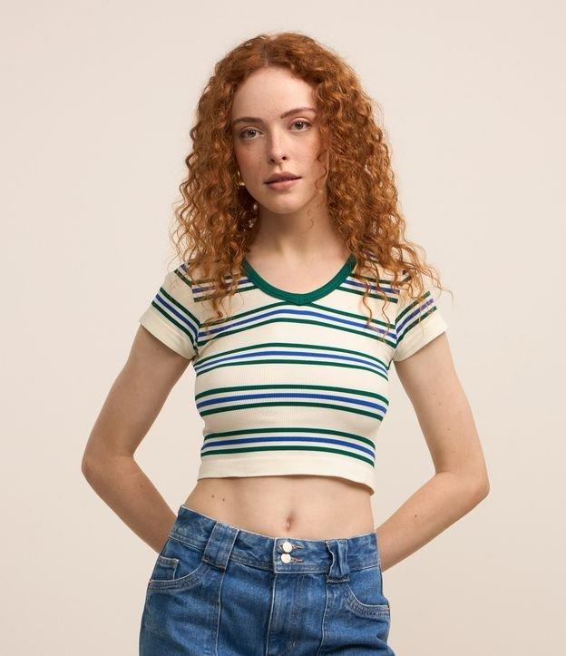 Blusa Cropped em Poliamida Seamless com Listras - 1