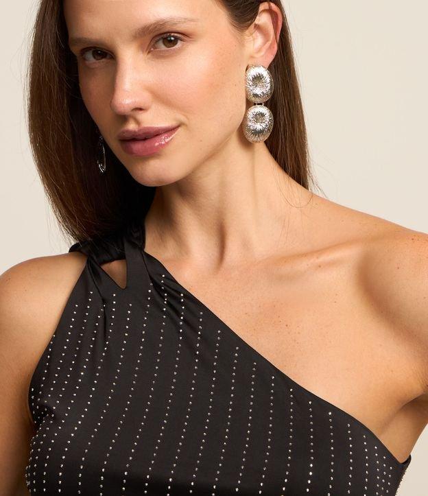 Blusa com Decote Um Ombro Só e Brilho - 1