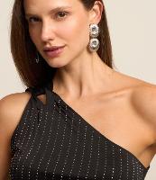 Blusa com Decote Um Ombro Só e Brilho - 1