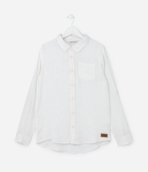 Camisa Infantil em Linho com Bolsinho - Tam 5 a 14 Anos - 1
