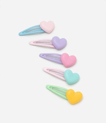 Kit 05 Presilhas de Cabelo Infantil com Formato Coração - Tam U