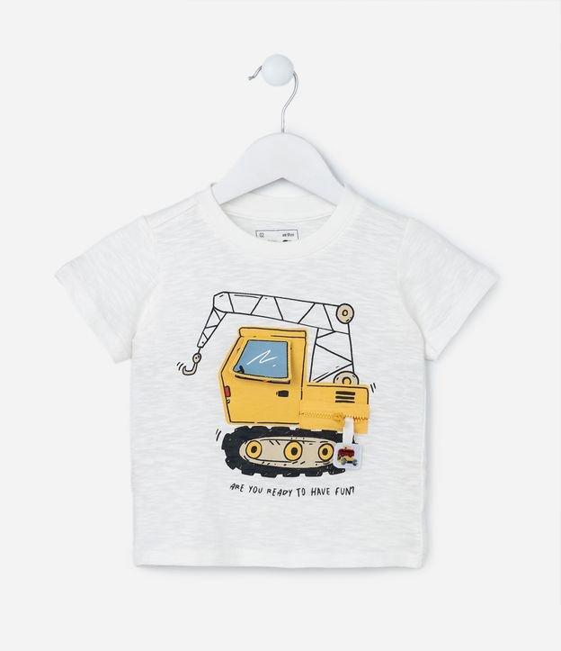 Camiseta Infantil com Estampa Interativa de Trator - Tam 1 a 6 Anos - 2