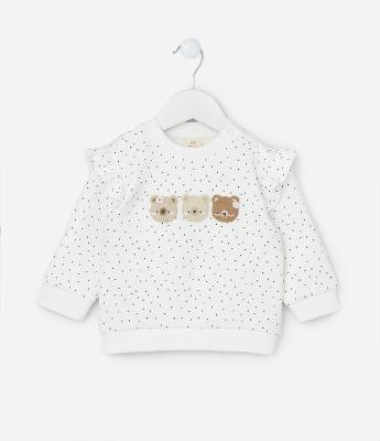 Blusão Infantil em Matelassê com Bordado Ursinhos - Tam 0 a 18 meses