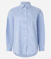 Camisa Oversized Listrada em Tricoline com Fio Tinto - 1
