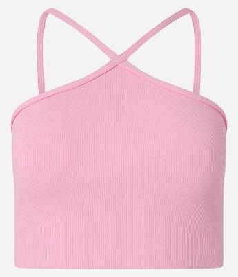 Top Esportivo Com Bojo Textura Canelada E Decote Halter