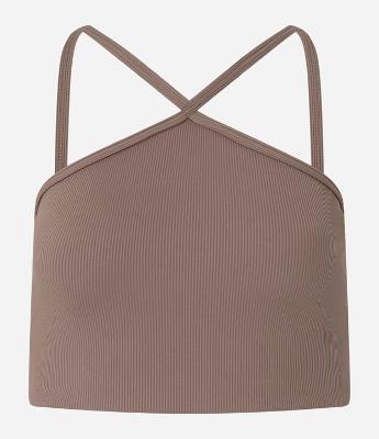 Top Esportivo Com Bojo Textura Canelada E Decote Halter