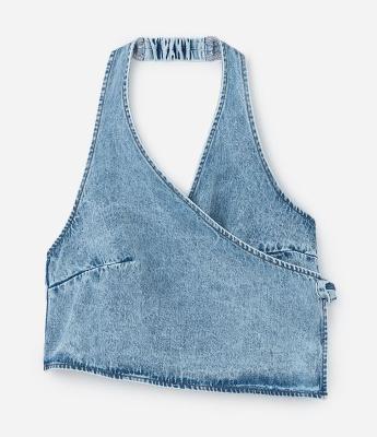 Top Frente Única em Jeans Única Curve & Plus Size