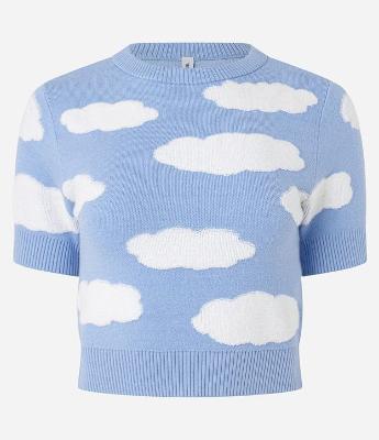 Blusa em Tricô com Nuvens Atoalhadas