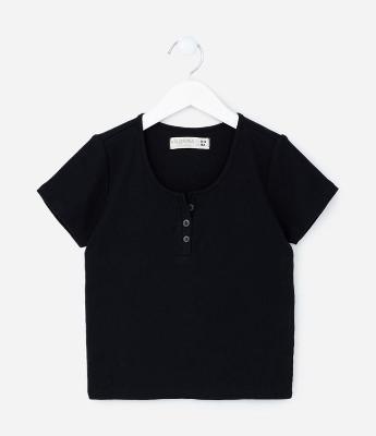Camiseta Infantil com Botões - Tam 5 a 14 Anos