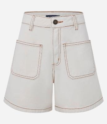 Short Mom em Sarja com Bolsos Frontais