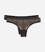 Kit 02 Calcinhas Biquíni Fio Duplo em Tule Animal Print - 1