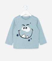 Camiseta Infantil com Estampa Carinha de Monstrinho - Tam 1 a 6 Anos - 1