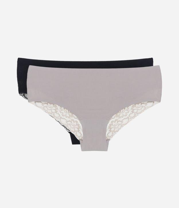 Kit 02 Calcinhas Boyshort em Microfibra com Renda - 1