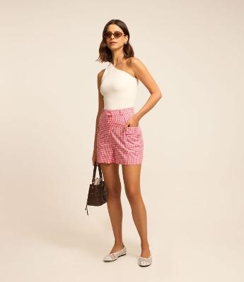 Short Alfaiatado com Bolso Cargo Lateral e Estampa Xadrez Vichy