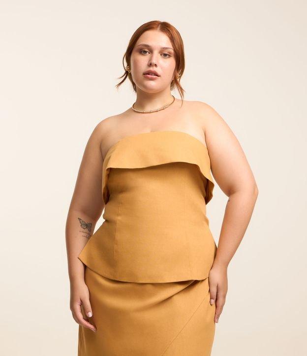 Blusa com Linho e Lapela Sobreposta Curve e Plus Size - 2