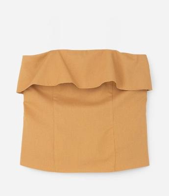 Blusa com Linho e Lapela Sobreposta Curve e Plus Size