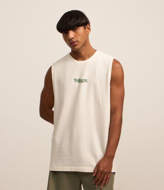 Regata Comfort em Algodão com Textura e Estampa Lettering - 1