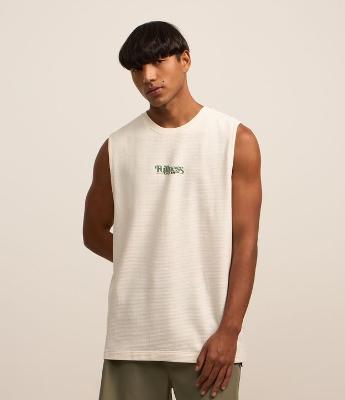 Regata Comfort em Algodão com Textura e Estampa Lettering