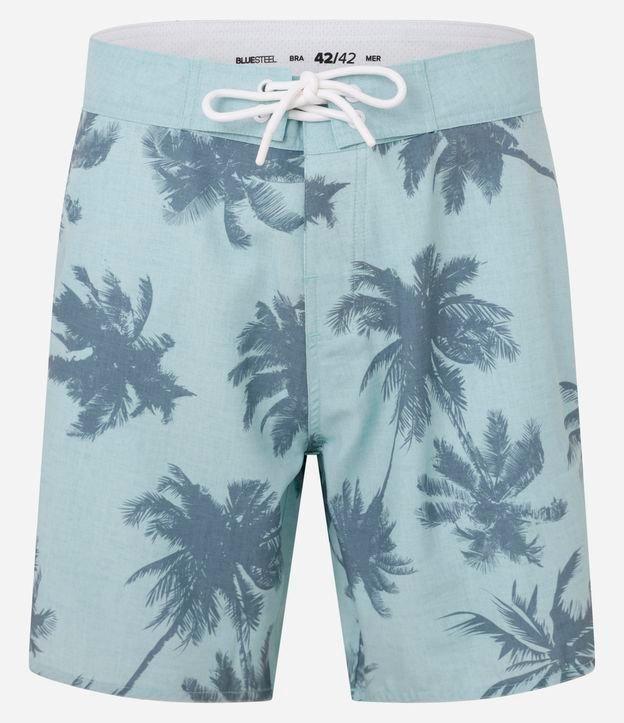Bermuda em Microfibra com Cós Fixo e Estampa de Coqueiros - 1