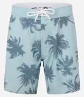 Bermuda em Microfibra com Cós Fixo e Estampa de Coqueiros - 1