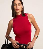 Blusa em Tricô com Golinha e Textura Canelada - 1