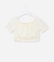 Blusa Cropped Infantil Texturizada com Lacinho - Tam 5 a 14 Anos - 1