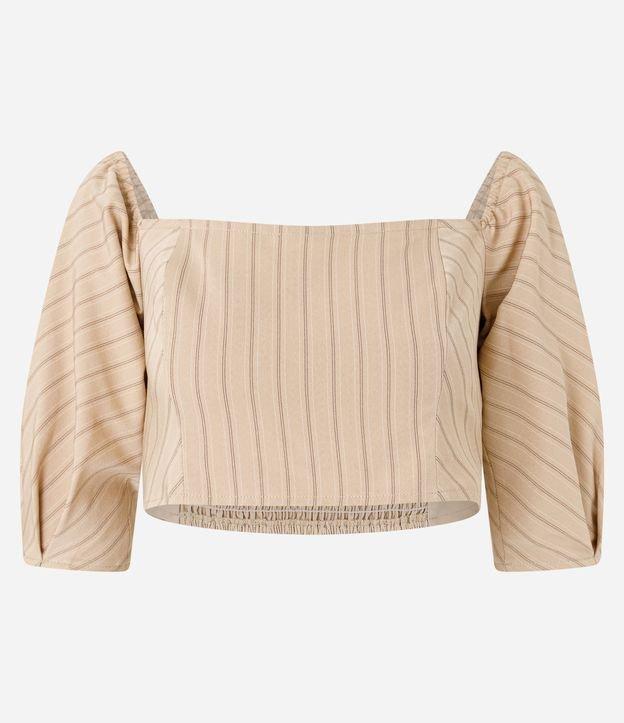 Blusa Ombro a Ombro Alfaiatada com Manga Bufante - 1