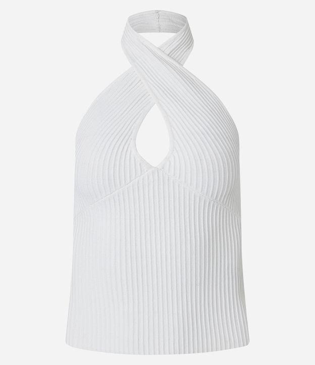 Blusa Frente Única em Tricô Canelado com Vazado - 1