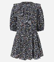 Vestido Curto Tricoline com Babado Jabô e Estampa Floral - 1