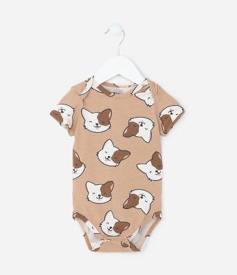 Body Infantil com Estampa Carinha de Gatinho - Tam 0 a 18 meses