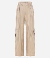 Calça Wide Leg Alfaiatada com Listras e Bolso Cargo - 1