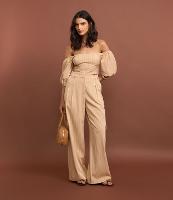 Calça Wide Leg Alfaiatada com Listras e Bolso Cargo - 2