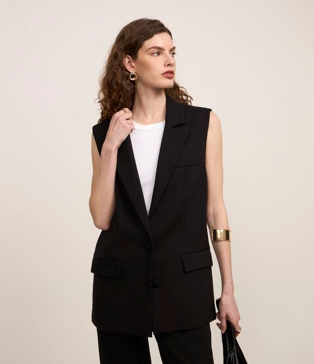 Colete Ponto Roma Fechamento em Botões e Bolsos Frontais - 2