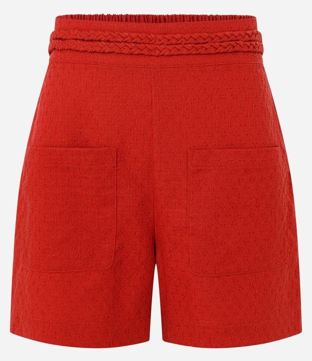 Short Curto com Textura Maquinetada com Bolsos e Cós Trançado - 1