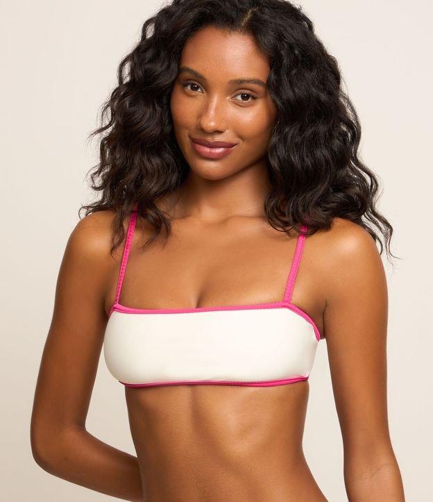 Biquini Top Bandeau em Microfibra com Viés Contrastante - 2