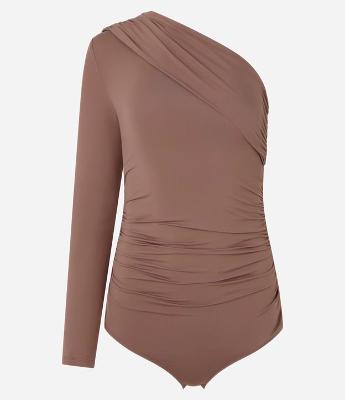 Body Ombro Só em Poliamida com Pregas