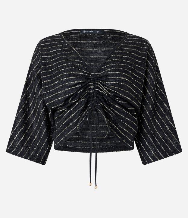 Blusa Curta Texturizada com Franzido e Amarração - 2
