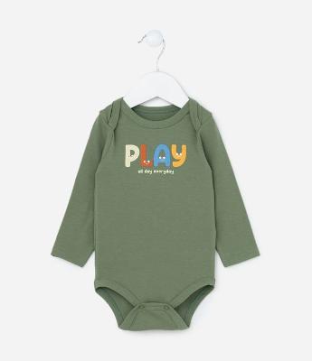 Body Infantil com Estampa Lettering Play - Tam 0 a 18 meses